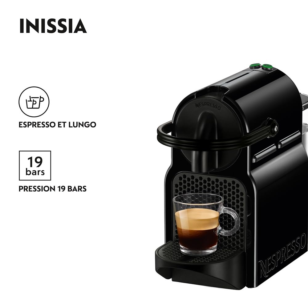 Nespresso Inissia – Machine à Café à Capsules Compacte, Noir