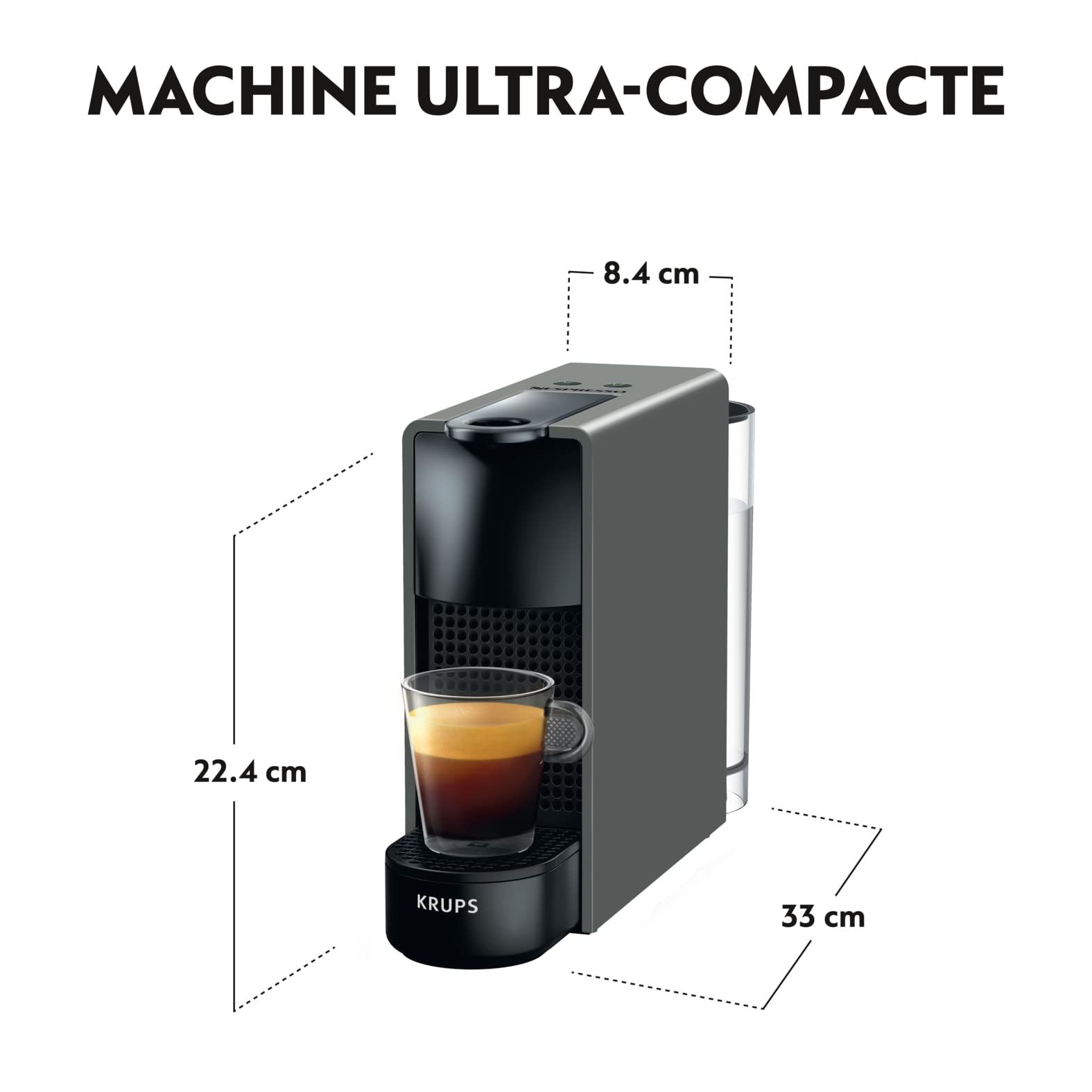 Nespresso Essenza Mini – Cafetière à Capsules Compacte, Gris Intense