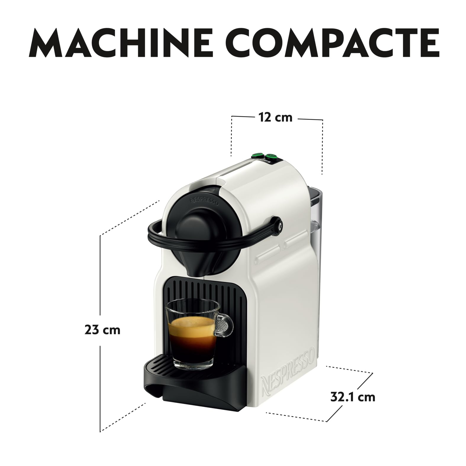 Nespresso Inissia – Cafetière Espresso Blanche, Format Grands Crus