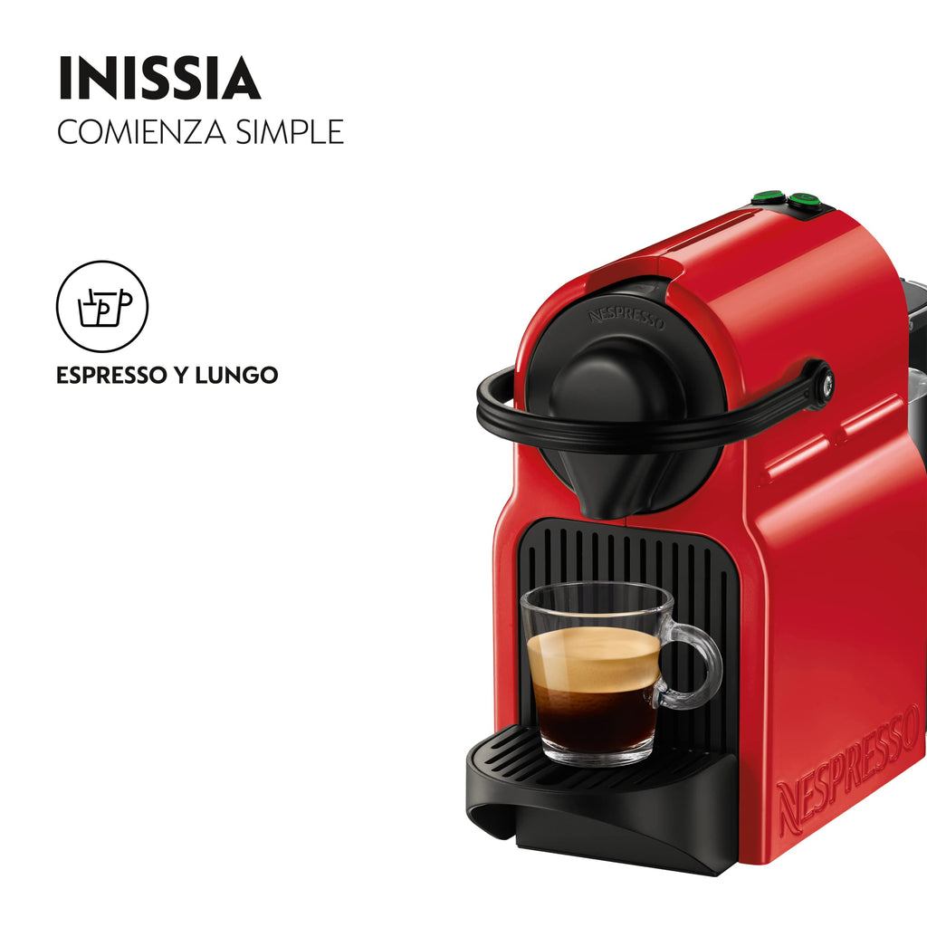 Nespresso Inissia – Cafetière à Capsules Espresso & Lungo, Rouge Rubis