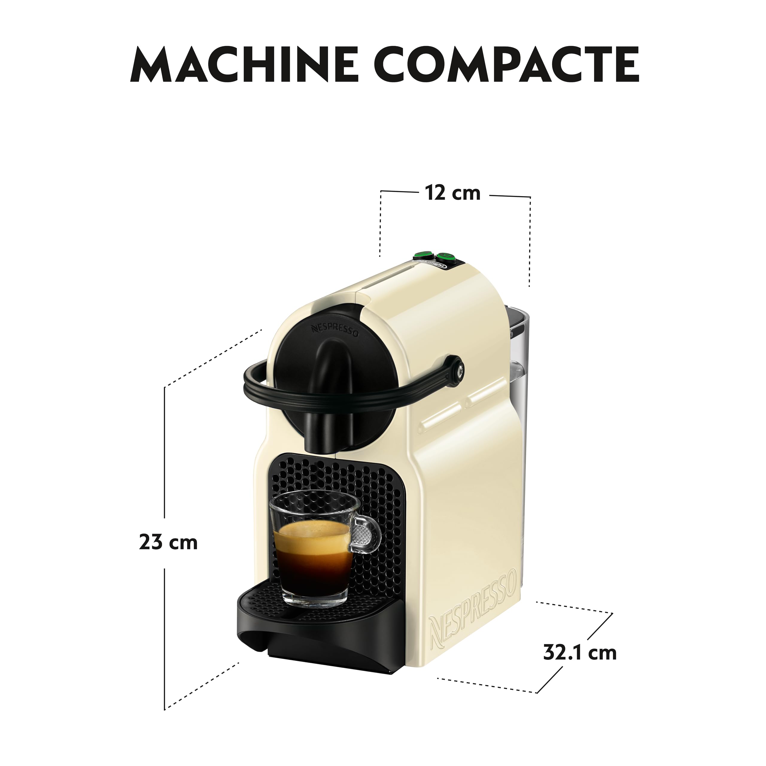 Nespresso Inissia – Machine à Café à Capsules Compacte, Blanc Crème